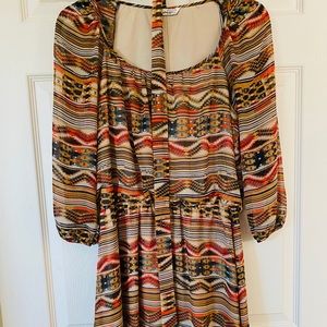 Aztec brown and orange dress